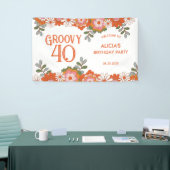 Groovy Classic Hippie Flora Leaf Birthday Banner (Messeveranstaltung)