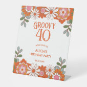 Groovy Classic Hippie Flora Leaf Birthday Sockelschild (Vorderseite)