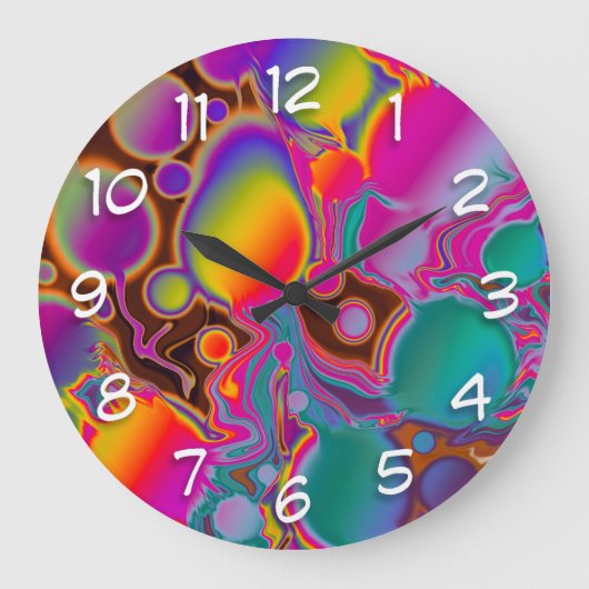 Groovy Color Burst Große Wanduhr (Vorderseite)