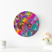 Groovy Color Burst Große Wanduhr (Zuhause)