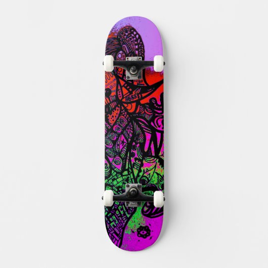 Groovy Colorful Abstrakt Skateboard (Vorderseite)