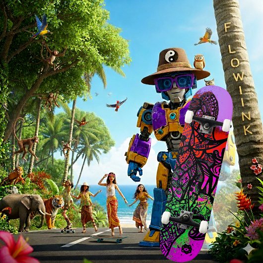 Groovy Colorful Abstrakt Skateboard