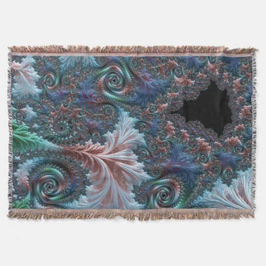 Groovy Colorful Boho Hippie Mandelbrot Fraktal Art Decke (Vorderseite)