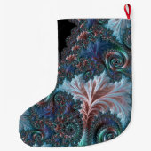 Groovy Colorful Boho Hippie Mandelbrot Fraktal Art Großer Weihnachtsstrumpf (Rückseite)