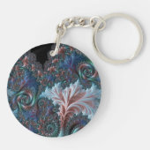 Groovy Colorful Boho Hippie Mandelbrot Fraktal Art Schlüsselanhänger (Rückseite)