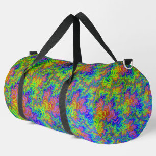 Groovy Colorful Boho Hippie Trippy Rainbow Fraktal Duffle Bag