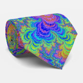Groovy Colorful Boho Hippie Trippy Rainbow Fraktal Krawatte (Gerollt)