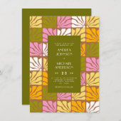 Groovy Colorful Boho Retro Cooler 70er Wedding Einladung (Vorne/Hinten)