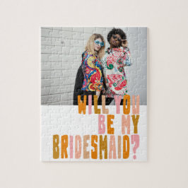 Groovy Colorful Bridesmaid Foto Vorschlag Card Puzzle