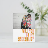 Groovy Colorful Bridesmaid Foto Vorschlag Postkarte (Stehend Vorderseite)