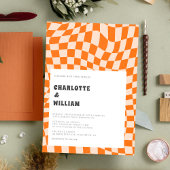 Groovy Colorful Checkered Unique Retro Hochzeit Einladung