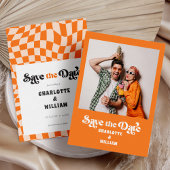 Groovy Colorful Checkered Unique Retro Hochzeit Save The Date