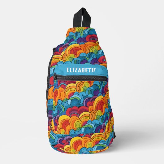 Groovy Colorful Clouds Crossbody Bag (Vorderseite)