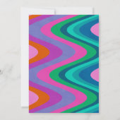 Groovy Colorful Curvy Lines Einzigartige Retro Hoc Einladung (Rückseite)