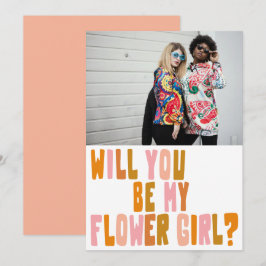 Groovy Colorful Flower Girl Foto Vorschlag Card Einladung