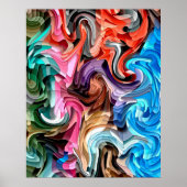 Groovy Colorful Fluid Patchwork Abstrakt Mosaik Poster (Vorne)