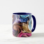 Groovy Colorful Fluid Patchwork Abstrakt Mosaik Tasse (VorderseiteRechts)