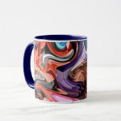 Groovy Colorful Fluid Patchwork Abstrakt Mosaik Tasse (Vorderseite Links)