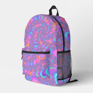 Groovy Colorful Fluorescent Trippy Spiral Fraktal Bedruckter Rucksack