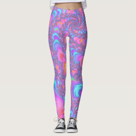 Groovy Colorful Fluorescent Trippy Spiral Fraktal Leggings