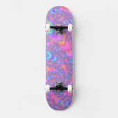 Groovy Colorful Fluorescent Trippy Spiral Fraktal Skateboard (Vorderseite)