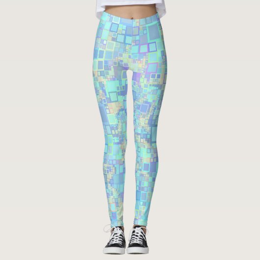 Groovy Colorful Funky Squares Leggings (Vorderseite)