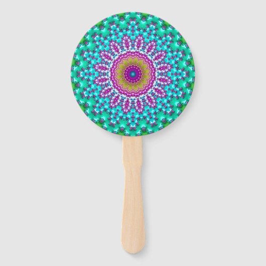 Groovy Colorful Jewel Tone Boho Fraktal Mandala Fächer (Vorderseite)