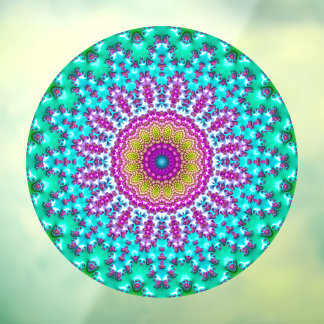 Groovy Colorful Jewel Tone Boho Fraktal Mandala Fensteraufkleber