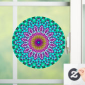 Groovy Colorful Jewel Tone Boho Fraktal Mandala Fensteraufkleber (Zuhause)