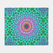 Groovy Colorful Jewel Tone Boho Fraktal Mandala Fleecedecke (Vorderseite (Horizontal))