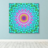 Groovy Colorful Jewel Tone Boho Fraktal Mandala Leinwanddruck (Insitu (Holzboden))