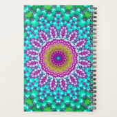 Groovy Colorful Jewel Tone Boho Fraktal Mandala Planer (Rückseite)