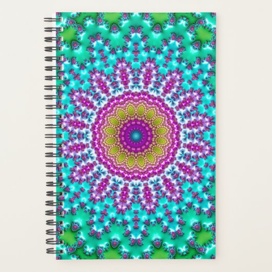 Groovy Colorful Jewel Tone Boho Fraktal Mandala Planer (Vorderseite)