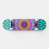 Groovy Colorful Jewel Tone Boho Fraktal Mandala Skateboard (Horizontal)