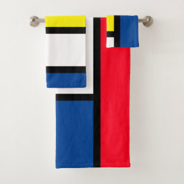 Groovy Colorful Modern Mondrian Style Abstrakt Art Badhandtuch Set