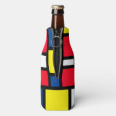 Groovy Colorful Modern Mondrian Style Abstrakt Art Flaschenkühler (Flasche Rückseite)