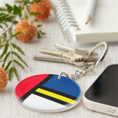 Groovy Colorful Modern Mondrian Style Abstrakt Art Schlüsselanhänger (Vorderseite rechts)