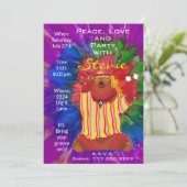 Groovy Colorful Peace Bären 1960s Style Einladung (Stehend Vorderseite)
