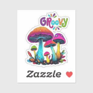 Groovy Colorful Psychedelic Mushrooms Aufkleber