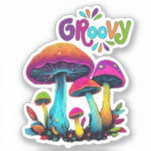 Groovy Colorful Psychedelic Mushrooms Aufkleber (Vorderseite)