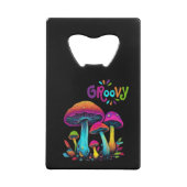 Groovy Colorful Psychedelic Mushrooms Geldbeutel Flaschenöffner (Rückseite)