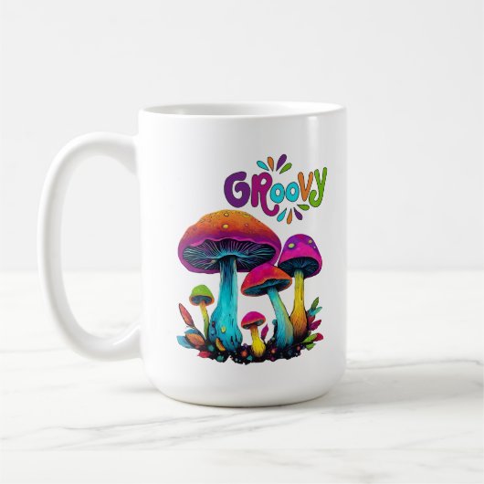 Groovy Colorful Psychedelic Mushrooms Kaffeetasse (Links)