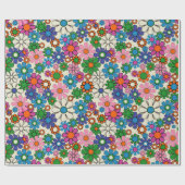 Groovy Colorful Retro 60er 70er Floral Pattern Geschenkpapier (Flach)