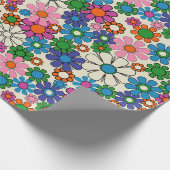 Groovy Colorful Retro 60er 70er Floral Pattern Geschenkpapier (Ecke)