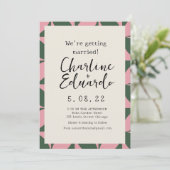 Groovy Colorful Retro 70er Wedding Handlettern Einladung (Stehend Vorderseite)