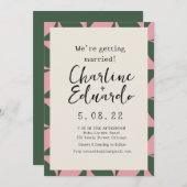 Groovy Colorful Retro 70er Wedding Handlettern Einladung (Vorne/Hinten)