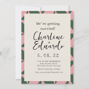 Groovy Colorful Retro 70er Wedding Handlettern Einladung