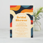 Groovy Colorful Retro Wavy Boho Brautparty Einladung (Stehend Vorderseite)
