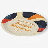Groovy Colorful Retro Wavy Boho Brautparty Pappteller (Schrägansicht)