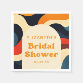 Groovy Colorful Retro Wavy Boho Brautparty Serviette